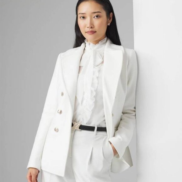 NEW WHITE HOUSE BLACK MARKET Mid-Length Peacoat Blazer – Ecru White – Size M